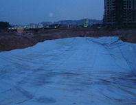 Construction of artificial lake with geomembrane